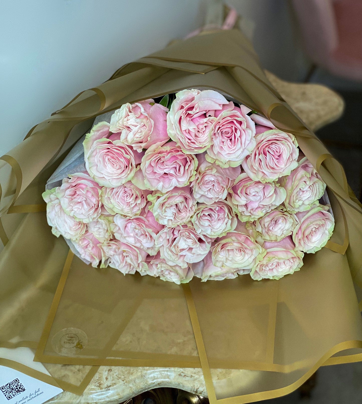 25 Red Premium LONG STEM Roses with diamonds