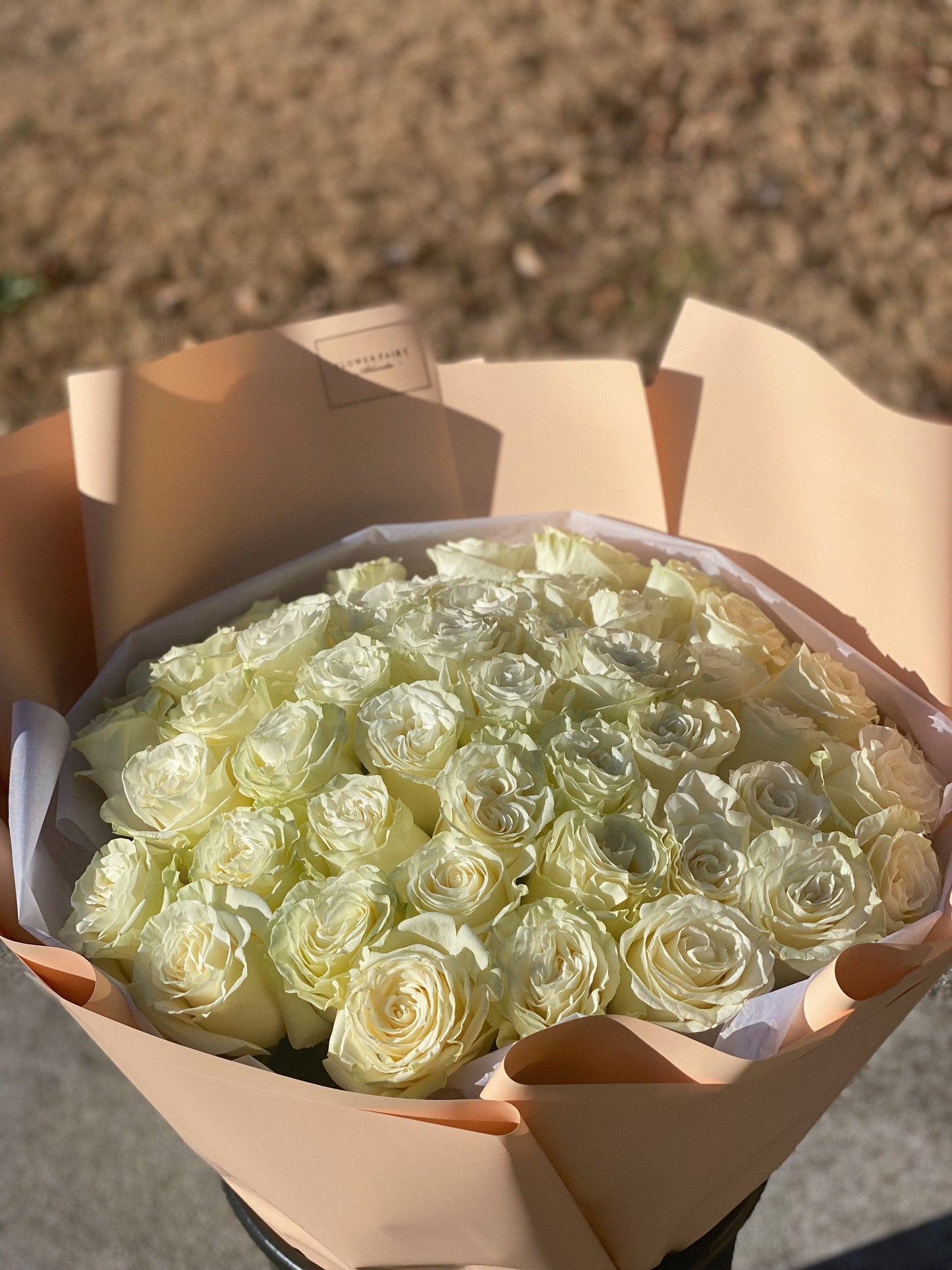 Lady in White 50 roses