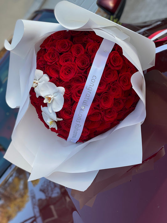 100 long stem roses and orchids