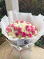 75 roses bouquet mix of white and medium pink