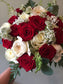 Bridesmaids bouquet each bouquet to contain 10-14red and 10-14 white roses