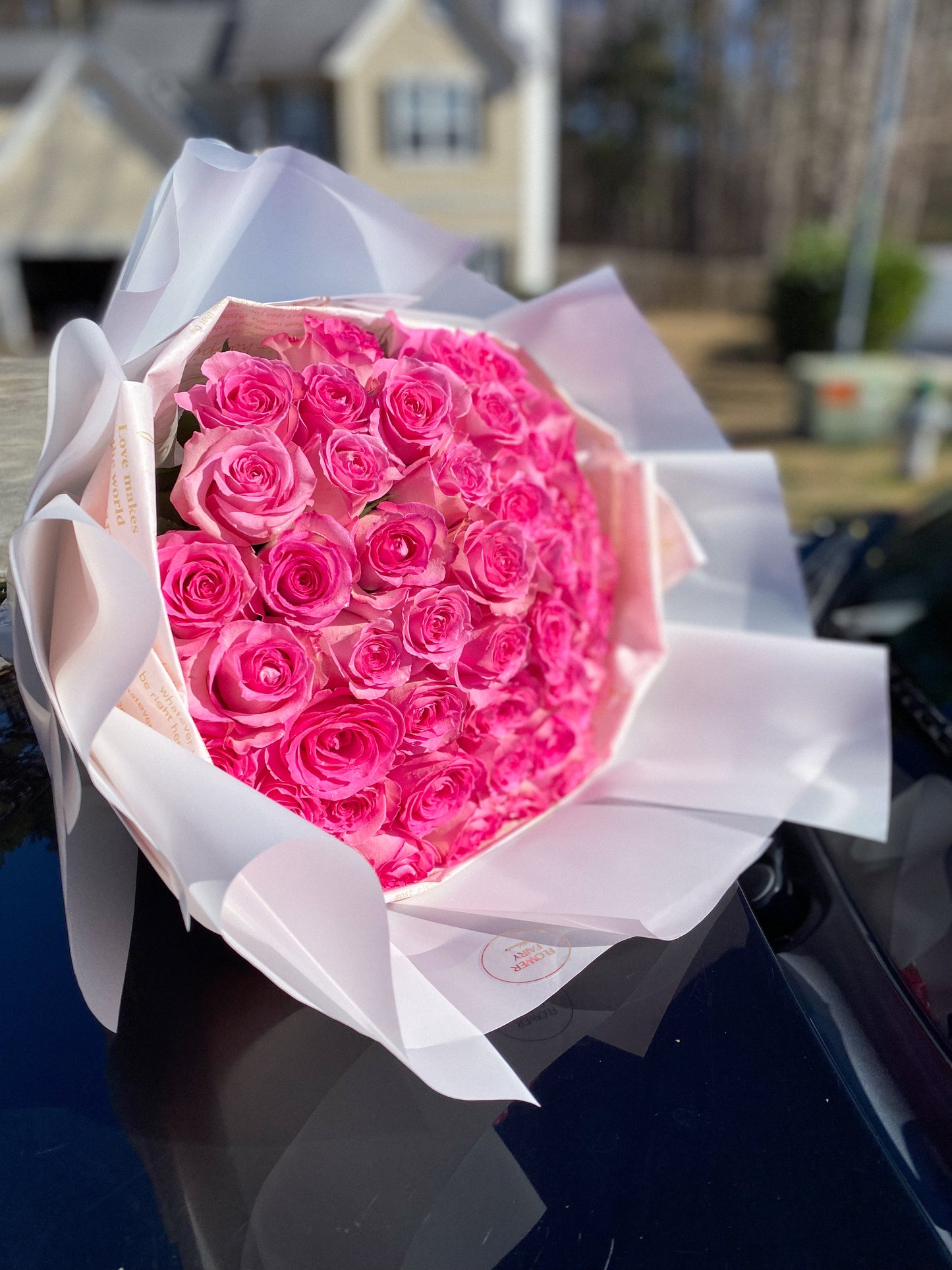 50 pink  LONG STEM roses bouquet